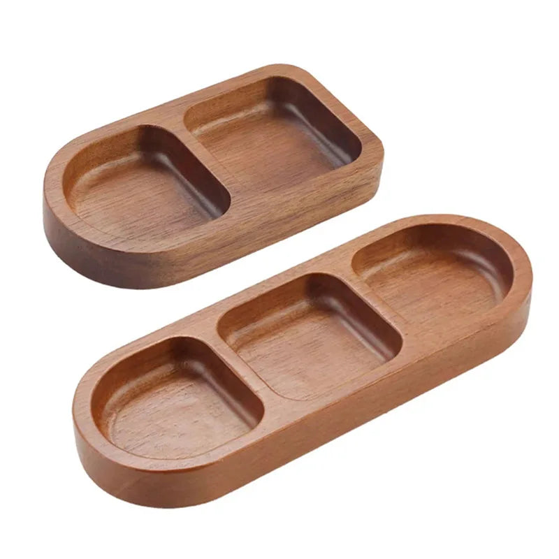Solid Wood Divided Condiment & Snack Tray