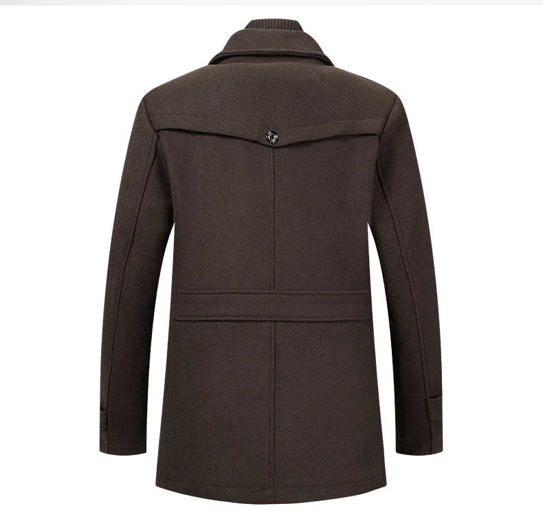 Men's Casual Business Woolen Overcoat Double-Collar Cold-Resistant Jacket Fashionable Autumn Winter 2025