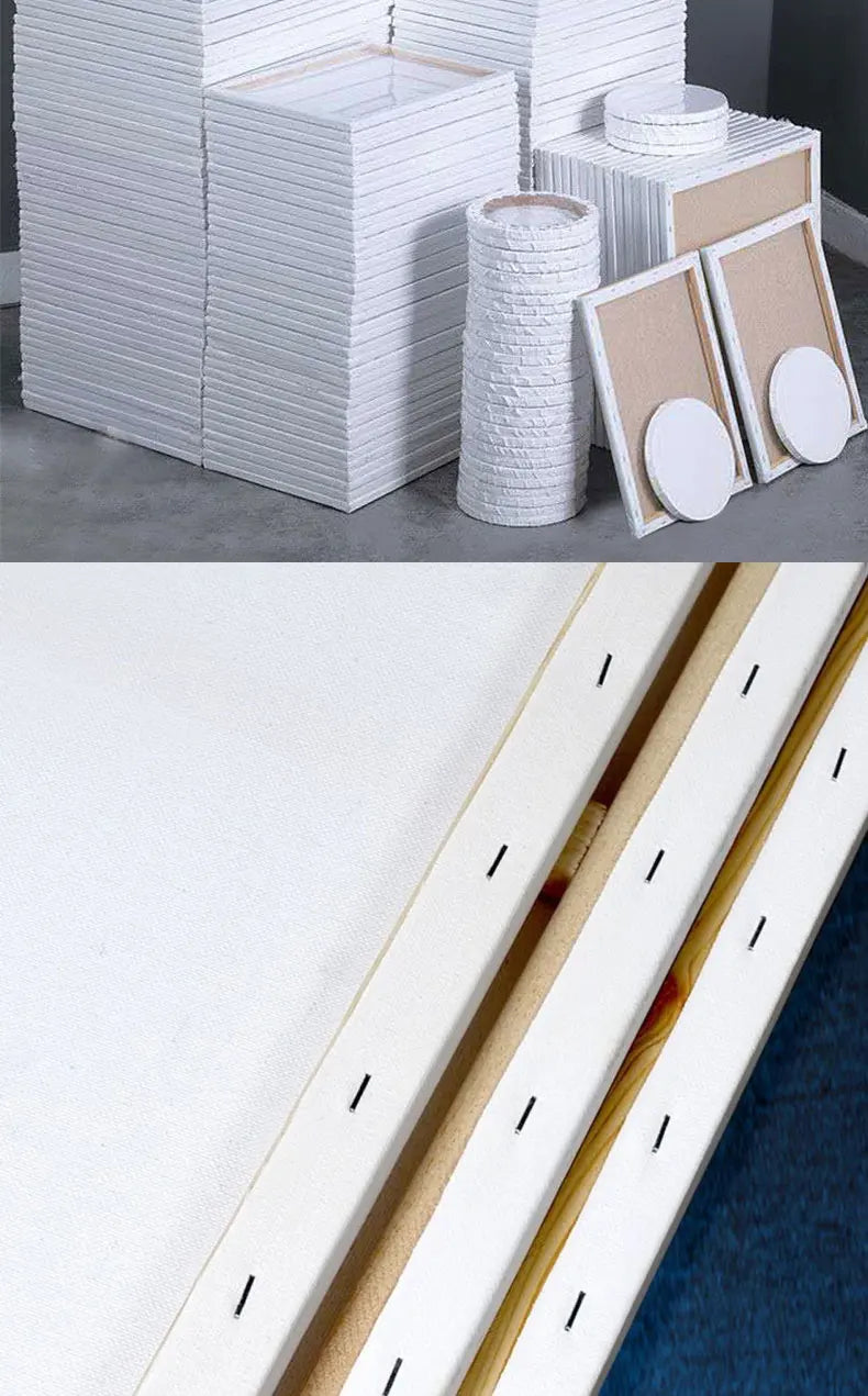 5-Pack White Blank Artist Canvas Boards – Wooden Frame Cotton Canvases for Oil, Acrylic & Watercolour Painting