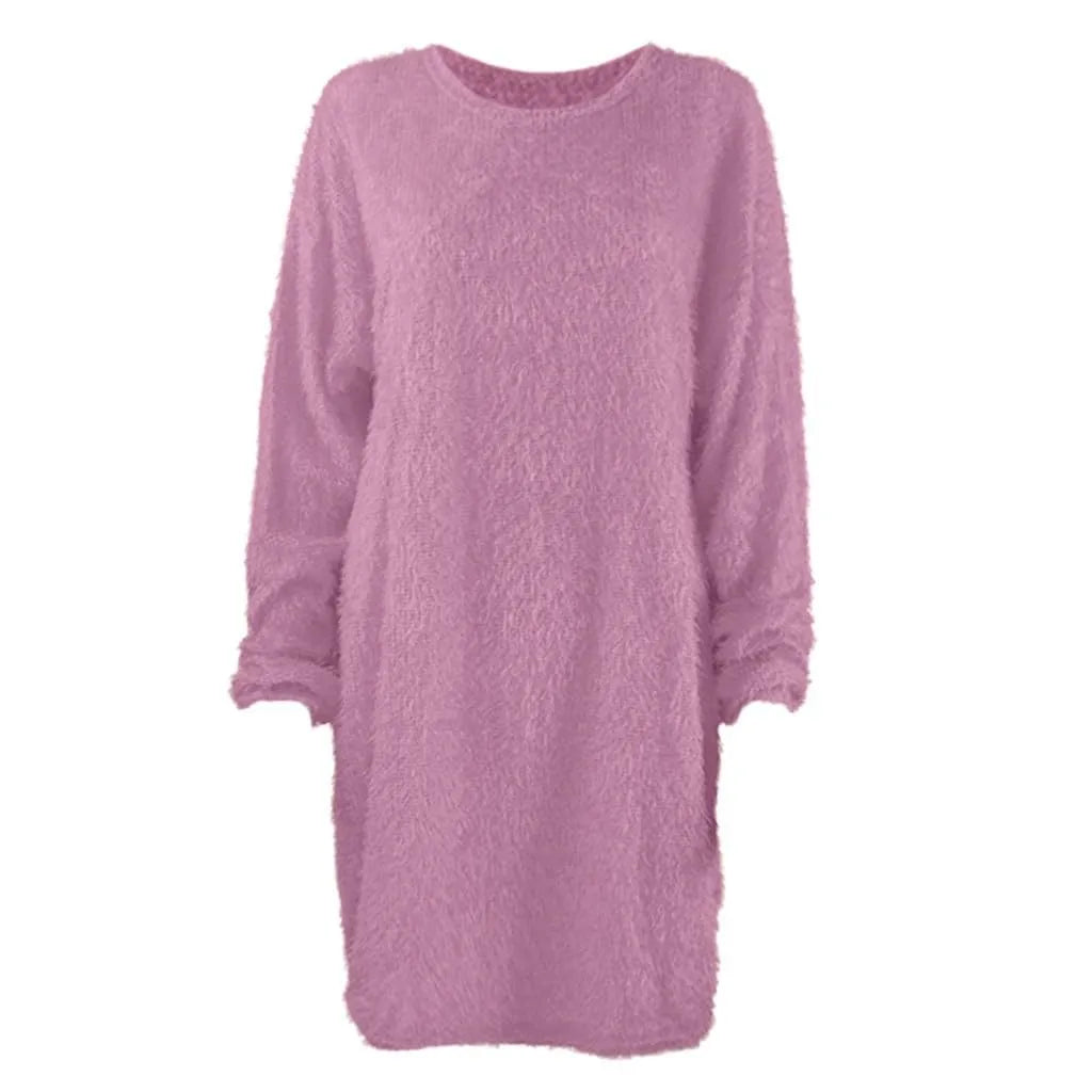 Women's Crewneck Knee-Length Sweater Dress