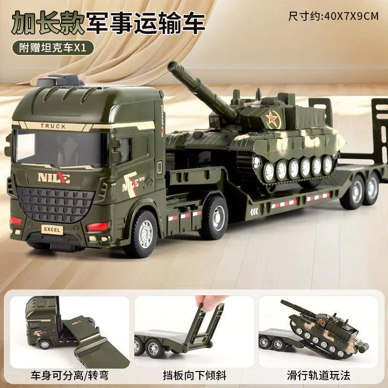 Car Carrier Truck with Construction Vehicles – Friction Toy Set