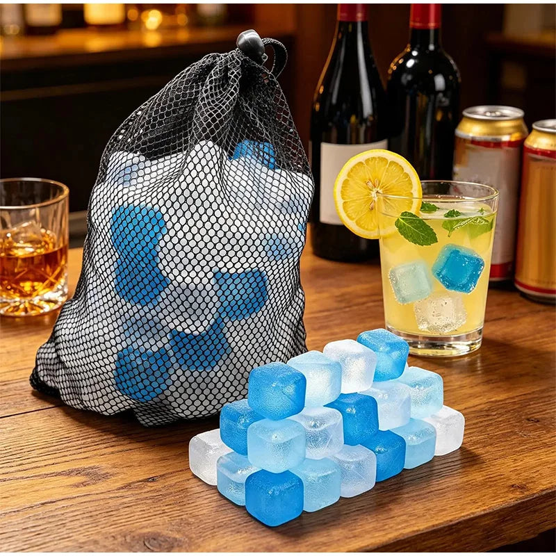24/50/100Pcs Reusable Ice Cubes Refreezable Cooling Blocks Slow Melting Ice Cubes for Whiskey Cocktail Coffee Juice Picnic Bar