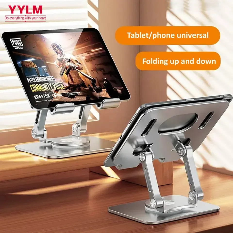 360° Rotation Tablet Stand – Adjustable Foldable Aluminum Holder for iPad Pro, Air, Mini & Phones