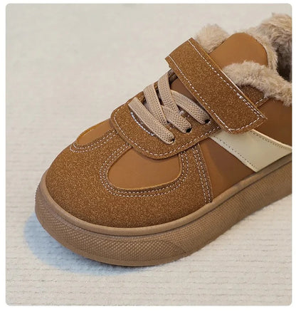 Zapatos de invierno para niños con forro de felpa y cierre de velcro