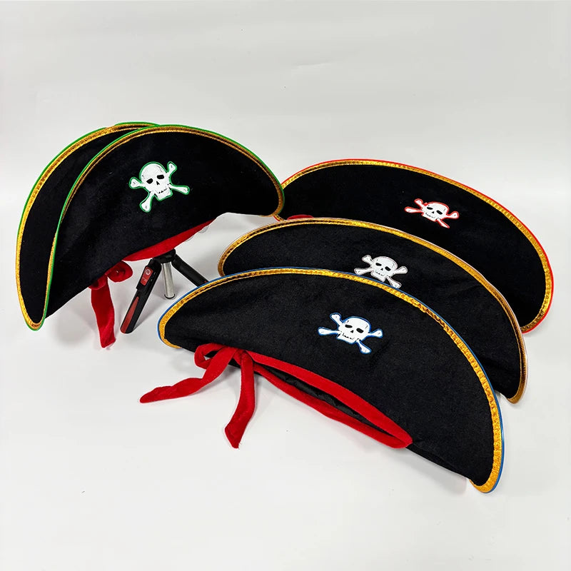 LED Light-Up Pirate Captain Hat - Glowing Tricorn Costume Hat for Halloween & Parties