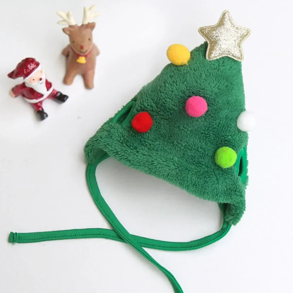 Christmas Pet Costume Set – Santa or Reindeer Hat with Scarf for Cats & Small Dogs
