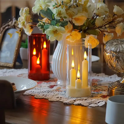 Flammenlose 3-in-1 LED-Stumpenkerzen mit 15-cm-Lampenschirm | 4 Farben | Weihnachts- & Hochzeitsdekoration