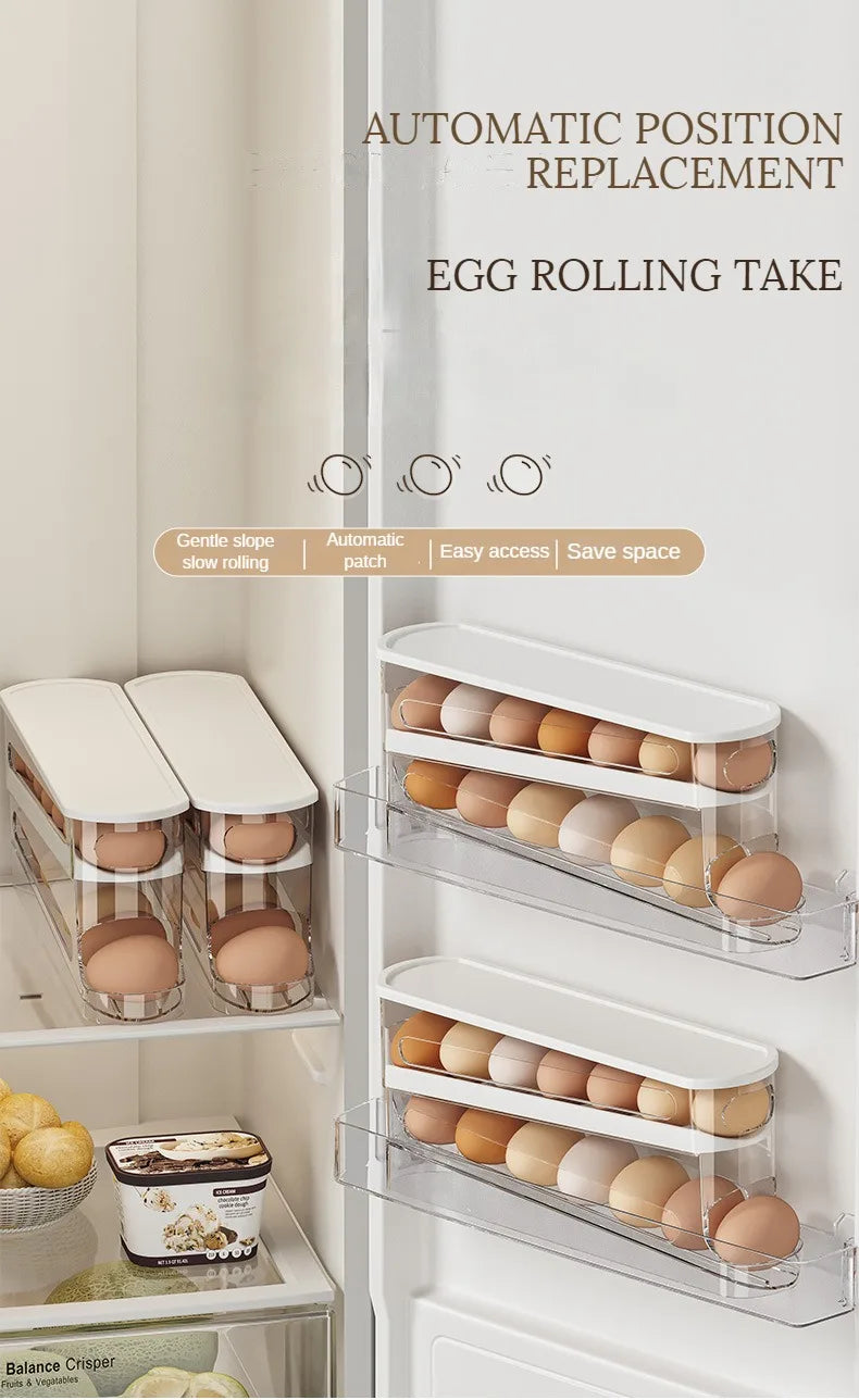 2-Tier Rolling Egg Dispenser for the Fridge – Space-Saving Organizer