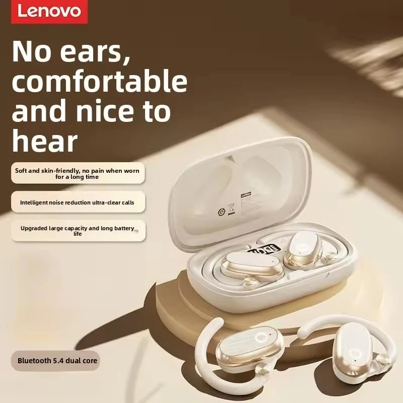 Lenovo EA366 Open-Ear Wireless Earbuds – Ear-Hook Bluetooth Headphones with Charging Case