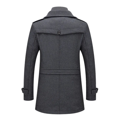 Abrigo largo de poliéster para hombre Rindu con cuello desmontable
