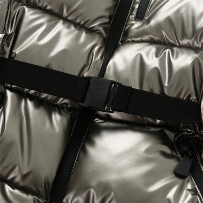Gesteppte Damenjacke mit Kapuze, Reißverschluss und Taschen