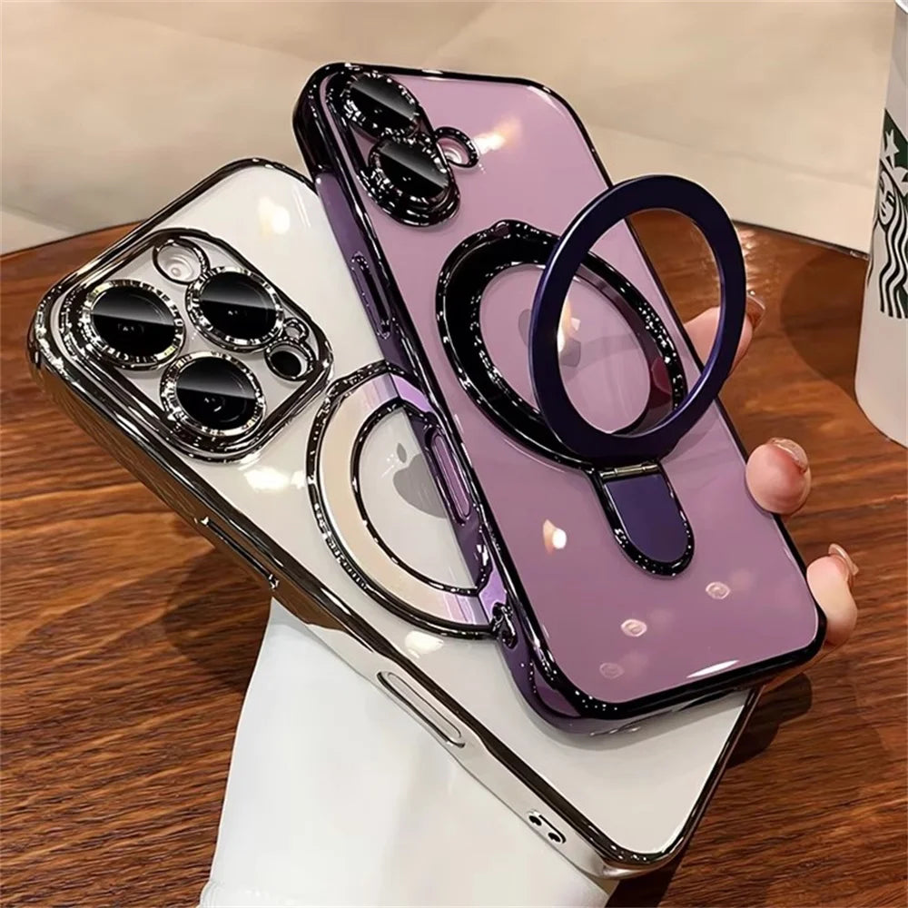 Clear Magnetic iPhone Case with Ring Stand