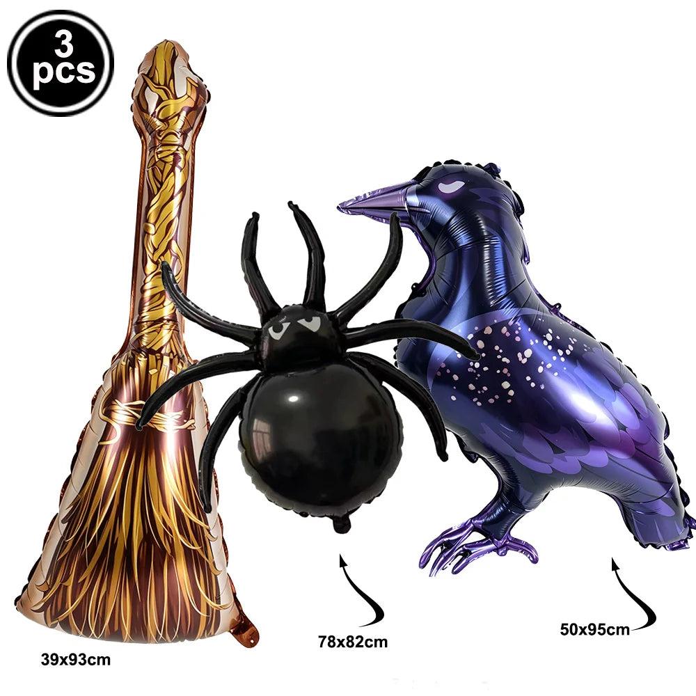 Halloween Standing Foil Balloons – Haunted House, Skull, Witch & Coffin Mylar Decorations