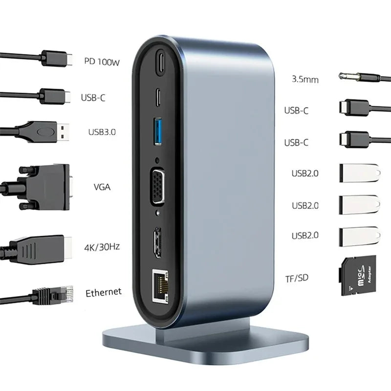 HUB USB C 3.0 Type C Splitter Multi 4K HDMI Monitor RJ45 Ethernet PD Power Adapter Docking Station  Laptop Splitter For Macbook