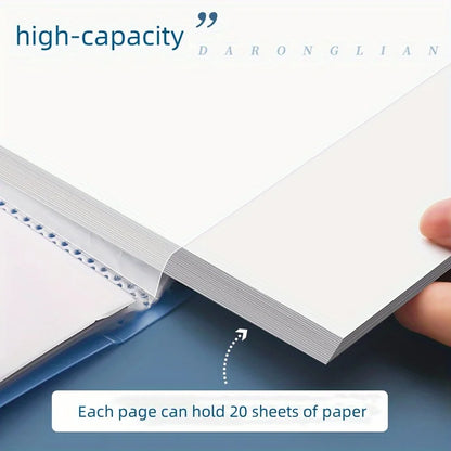 1 Carpeta de plástico transparente A4, bolsa para datos de varias páginas, estuche para documentos de oficina y estudio, resistente, con separadores, para archivo