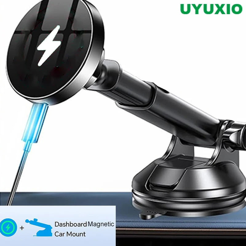 15W Magnetic Dashboard Wireless Car Charger & Mount