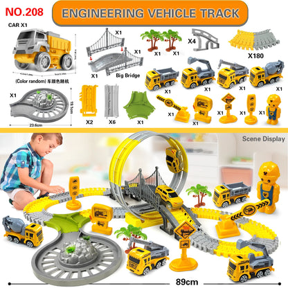 Magic Climbing Track Set – Flexible Race Track with Engineering Cars