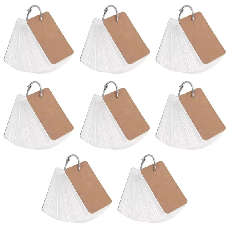 Kraft Paper Blank Flashcards with Binder Rings Spiral Notepads Detachable Kids Mini Notebooks Study Cards Book Kawaii Stationery