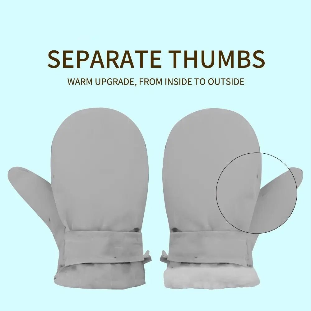 Kids' Fleece-Lined Snow Mittens with Anti-Lost Clip – Solid Colours
