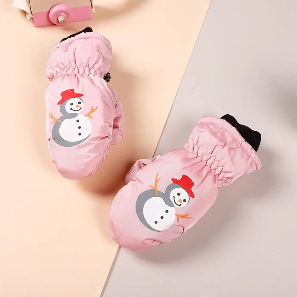 Kids' Snowman Snow Mittens with Anti-Loss Buckle (Ages 2–5)