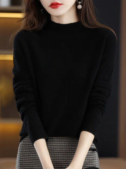 Women's Mock Neck Knit Sweater – Soft Basic Pullover