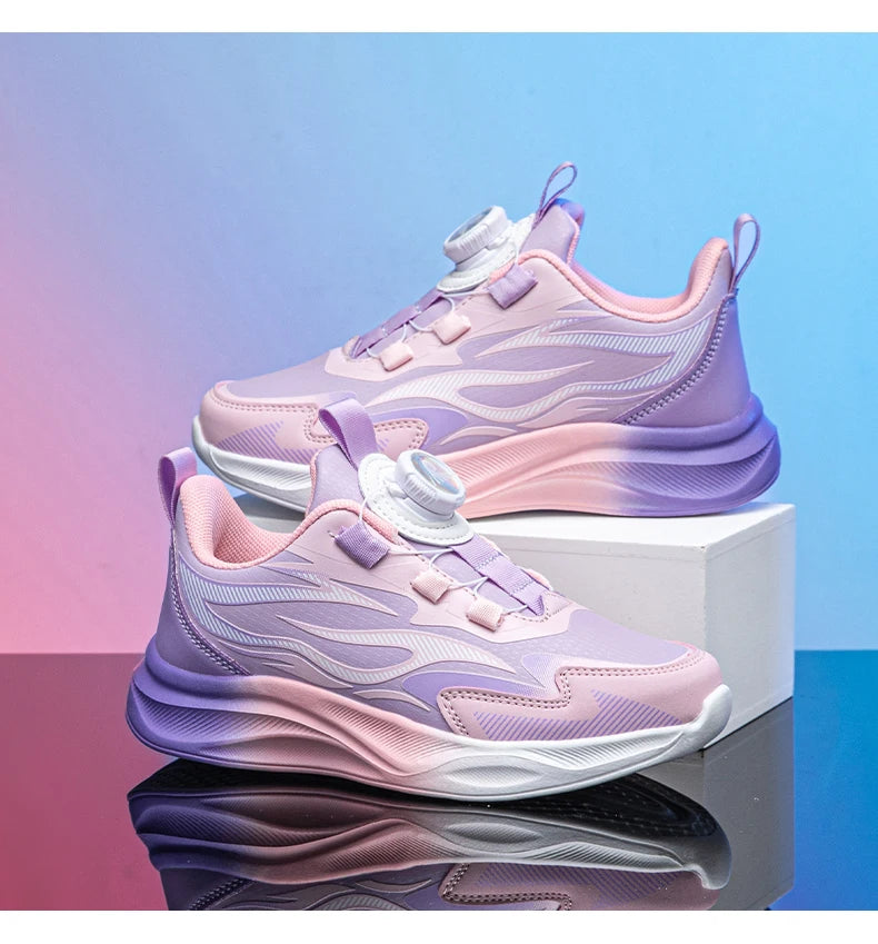 Girls' Buckle-Strap PU Sneakers