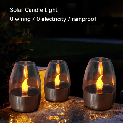 Lámpara de vela LED sin llama alimentada por energía solar | Resistente al agua IP65 | 6–8 horas de autonomía | Decoración de jardín y exteriores