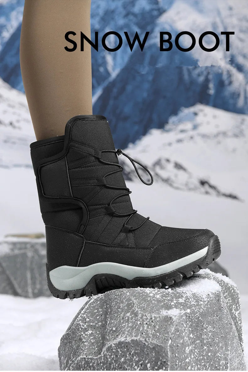 Brand Men's Winter Shoes Waterproof Men's Boots Warm Plush Couple Snow Boots Outdoor Non-slip Hiking Boots Men Work Ankle Boots