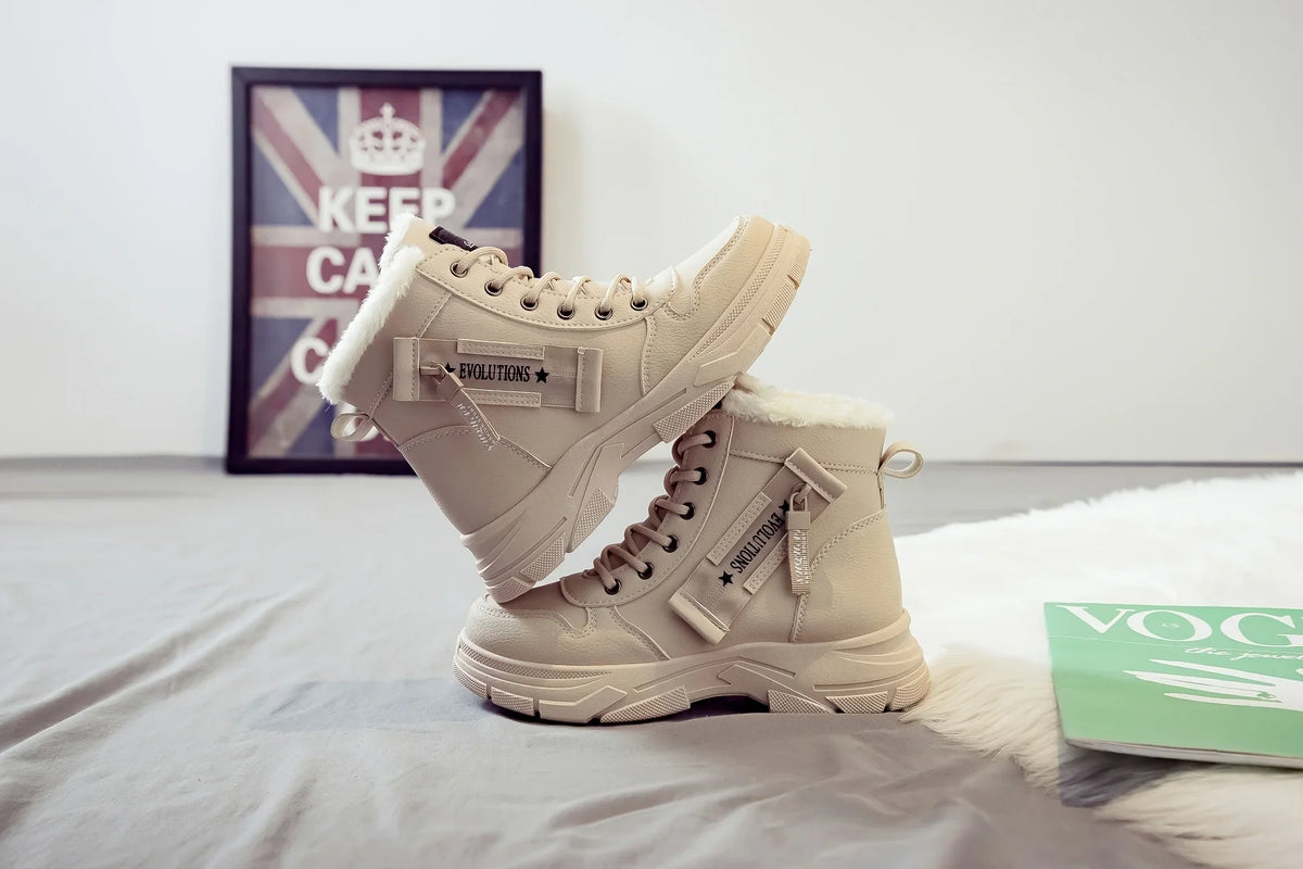 Winter Women Snow Boots Anti‑Slip Warm Fur Lined Martin Boots Casual Ankle Booties Fashion Outdoor Daily Wear Shoes
