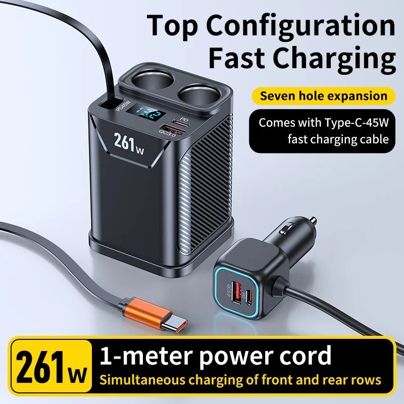 7-in-1 Cup-Holder Car Charger Adapter