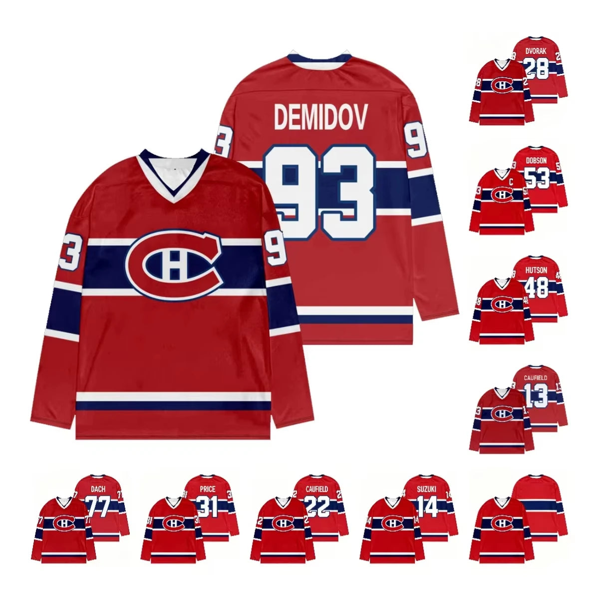 Montreal Canadiens Youth Hockey Jersey | V-Neck Long Sleeve Kids Fan Cosplay Top