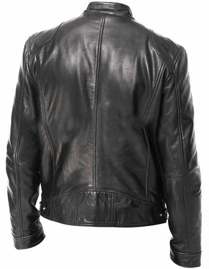 Chaqueta motera de cuero sintético de corte holgado para hombre