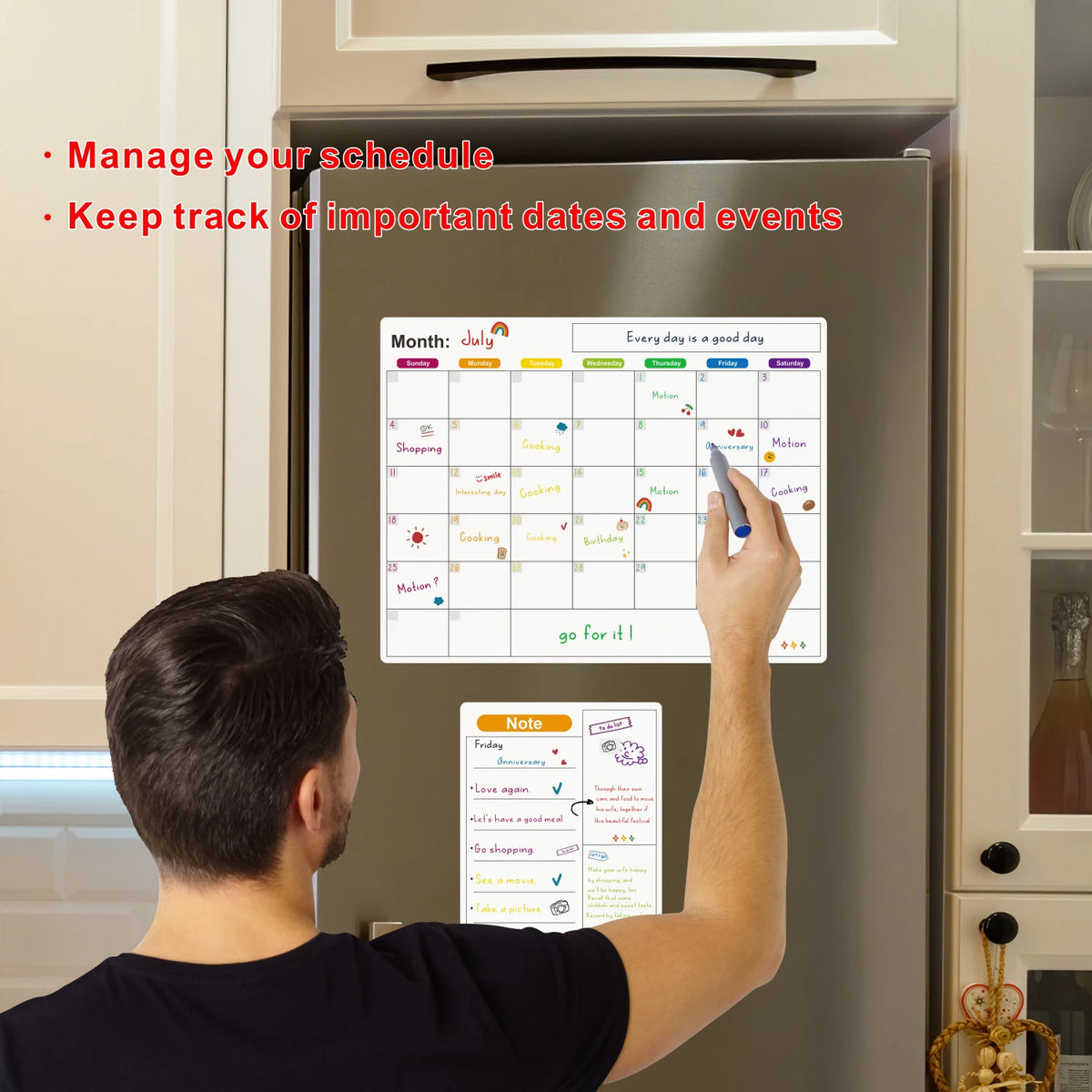Magnetic Fridge Calendar – Dry-Erase Monthly & Weekly Planner