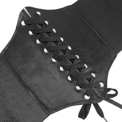 Cintura Corsetto Elastica Larga da Donna – Cintura da Vita in Ecopelle con Lacci