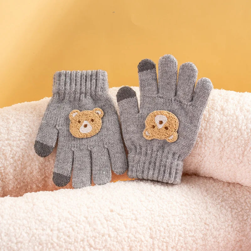 Toddler Bear Knit Gloves – Thick Warm Winter Gloves (Ages 2–6)