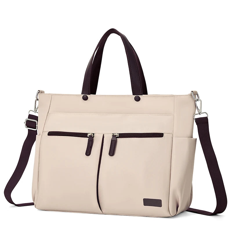 Women's Nylon Laptop Shoulder Bag - Lightweight Commuter Briefcase with Dual Pockets