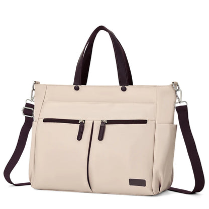 Borsa a spalla da donna in nylon per laptop - Valigetta leggera da pendolare con doppia tasca