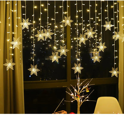 Snowflake Curtain Lights – 3.2 m LED Christmas Window Lights, 8 Modes