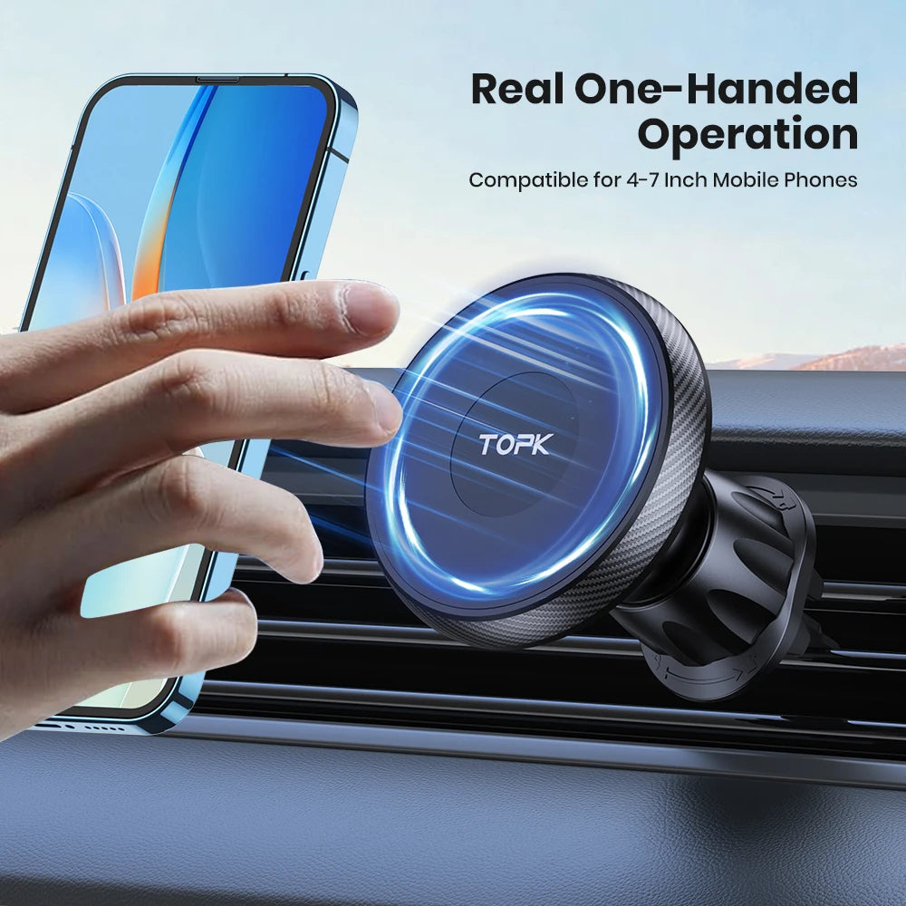 TOPK Magnetic Car Phone Mount – MagSafe-Compatible Air Vent Holder