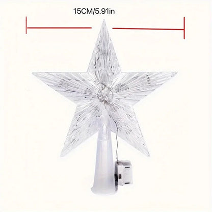 Glitzernder Stern als Christbaumspitze – 15 cm funkelnder Stern-Baumschmuck