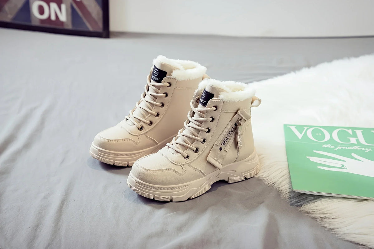 Winter Women Snow Boots Anti‑Slip Warm Fur Lined Martin Boots Casual Ankle Booties Fashion Outdoor Daily Wear Shoes