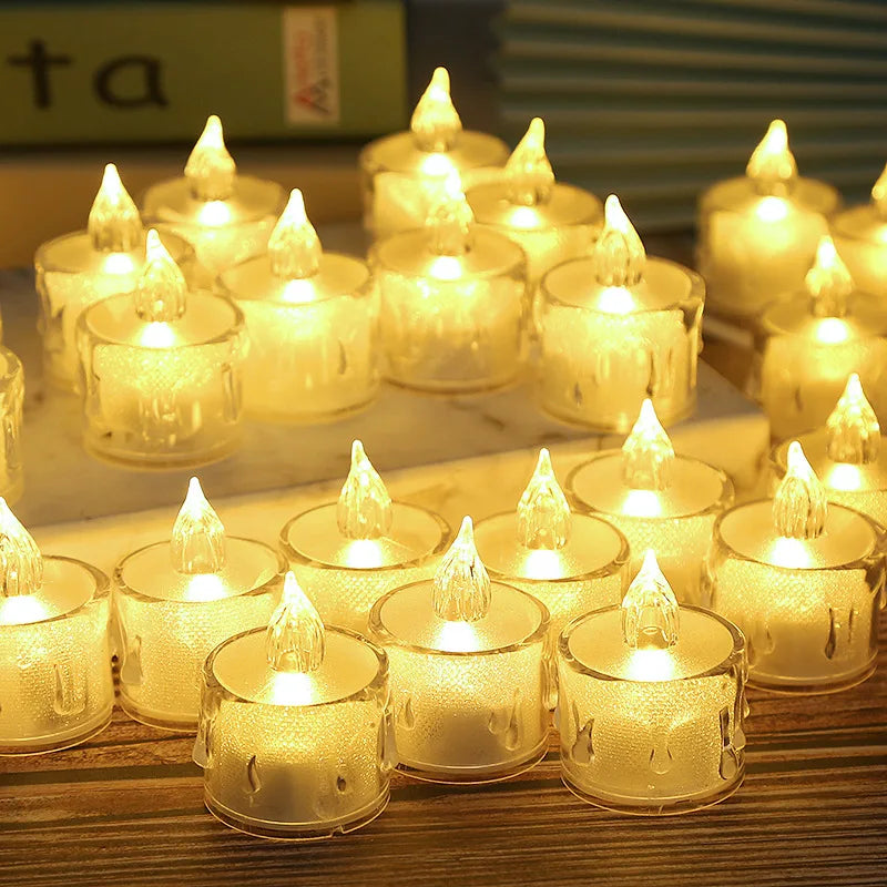 LED Flameless Pillar Candles Realistic Flickering Plastic Candle Night Light for Home Party Wedding Christmas Halloween Decor ﻿