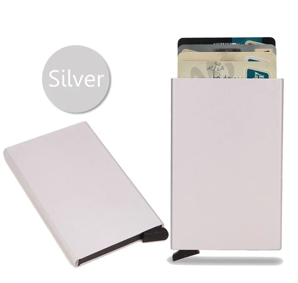 Slim Metal RFID Card Holder – Pop-Up Minimalist Wallet for Men & Women