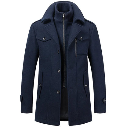 Abrigo largo de poliéster para hombre Rindu con cuello desmontable