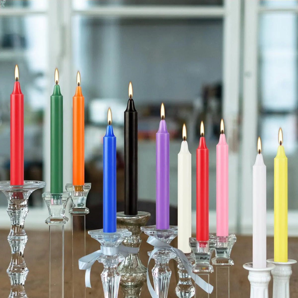 20 Colorful Small Stick Candles, Drip-Free, Smoke-Free, Unscented, Hand-Poured, High-Quality, Suitable for Various Places and Holidays. We Only Use High-Quality Wax to Make Cone-Shaped Candles, so When the Candle Burns, You W
