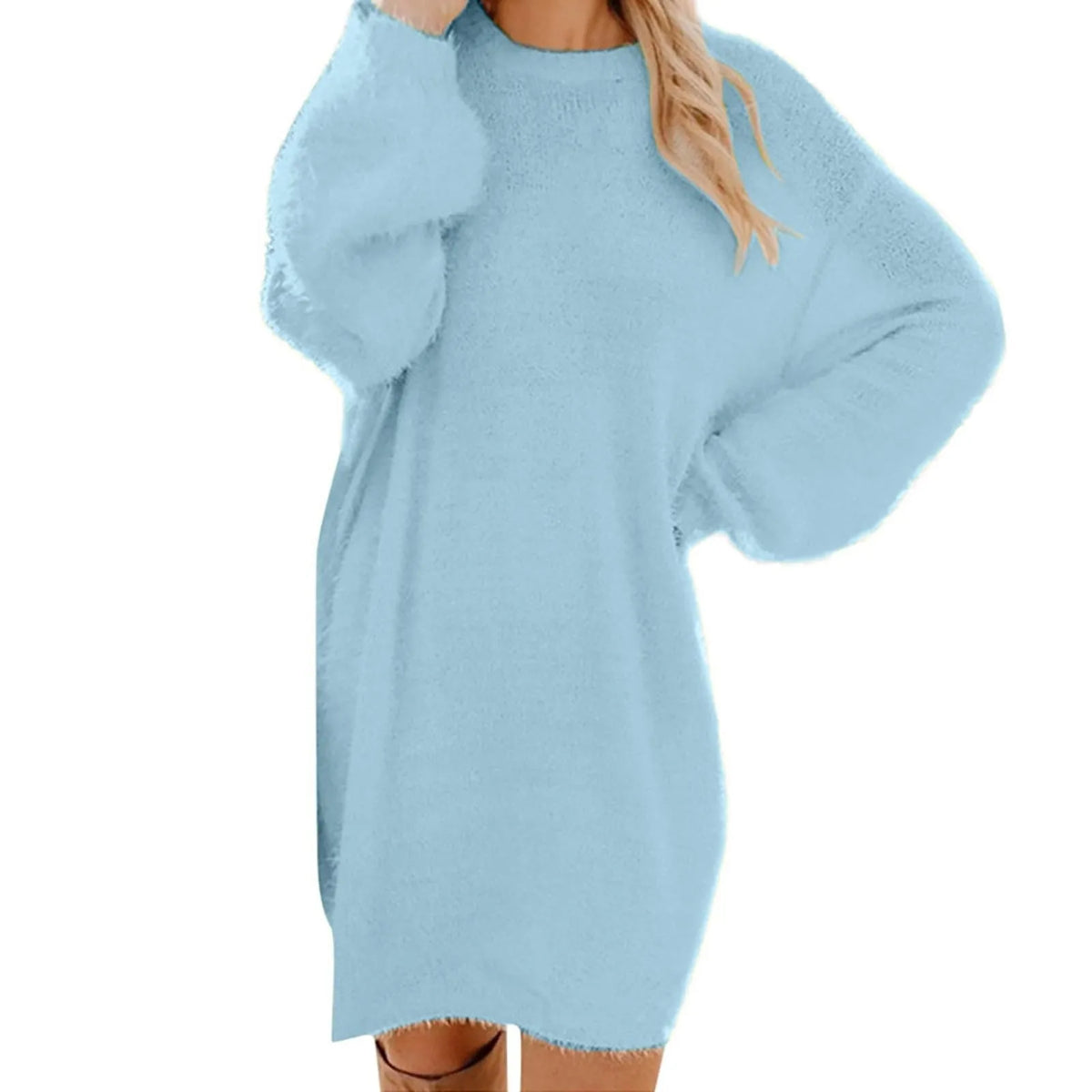 Women's Crewneck Knee-Length Sweater Dress