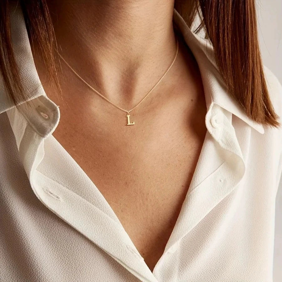 Initial Letter Necklace – Gold-Tone Stainless Steel A–Z Pendant