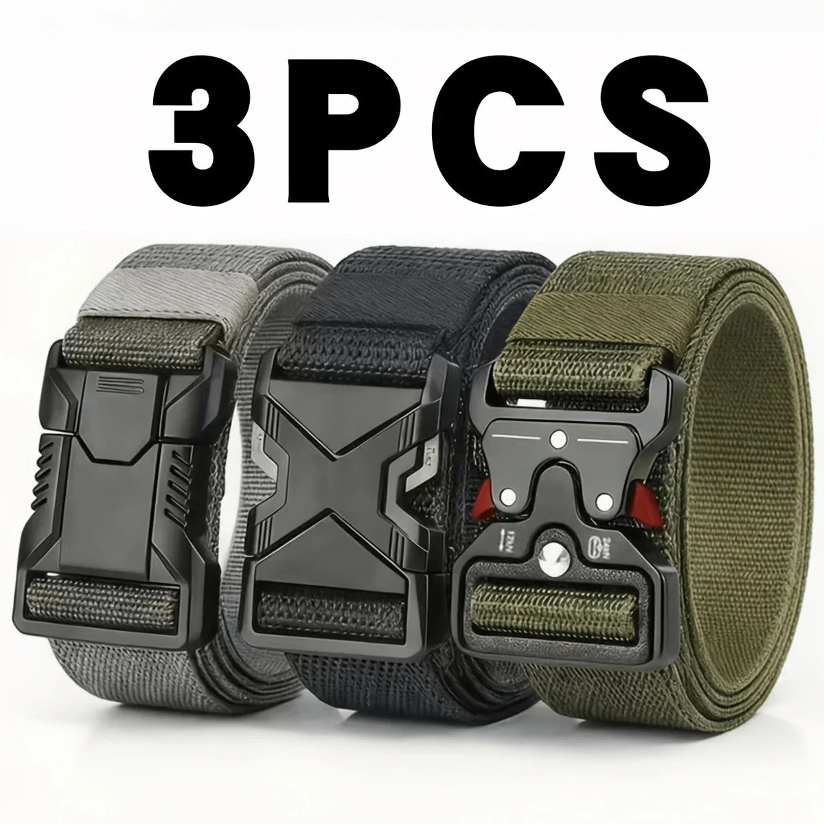 Adjustable Quick-Release Tactical Belts – 3 Pack