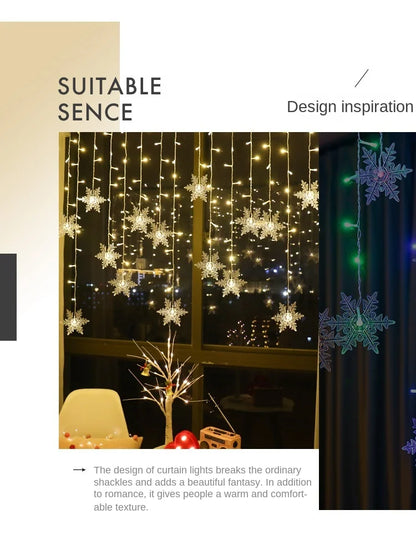 Snowflake Curtain Lights – 3.2 m LED Christmas Window Lights, 8 Modes