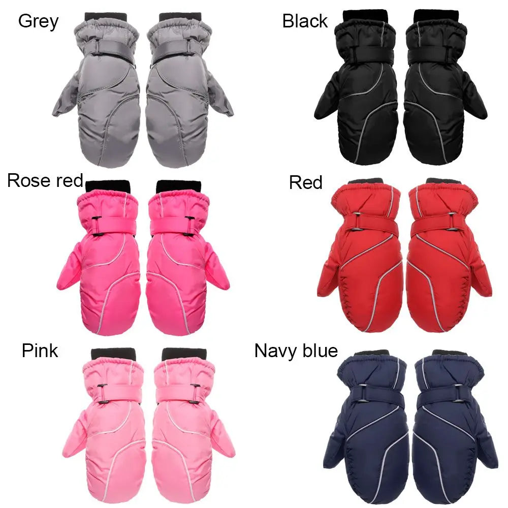 Kids' Adjustable Ski Gloves – Velvet-Lined Snow Gloves (Ages 5–9)